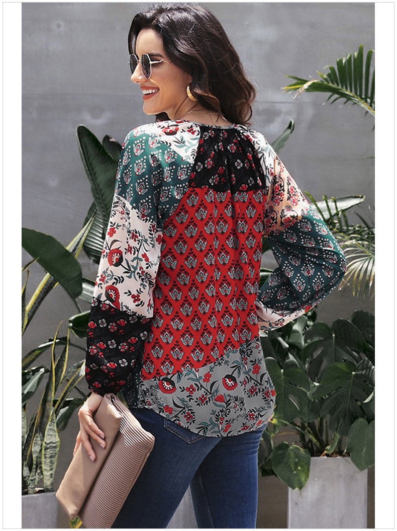 Casual Floral Top Manches Longues Femmes