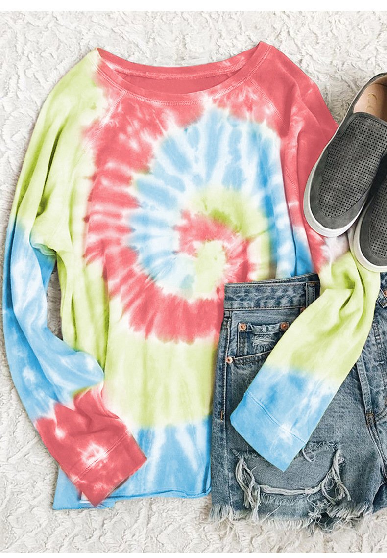 Tie Dye Tops Manches Longues Femmes