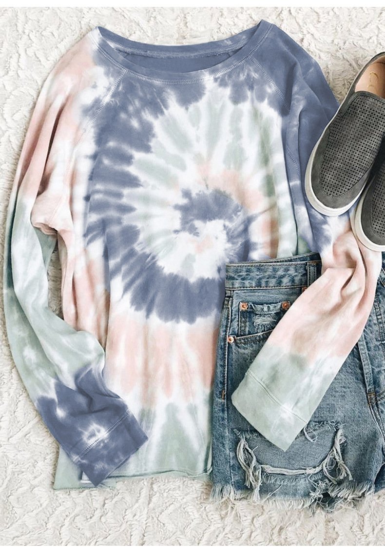 Tie Dye Tops Manches Longues Femmes