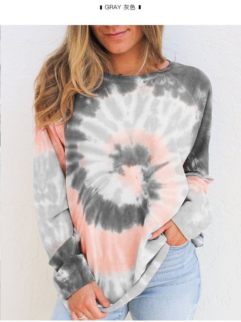 Tie Dye Tops Manches Longues Femmes