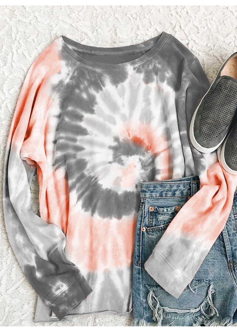 Tie Dye Tops Manches Longues Femmes