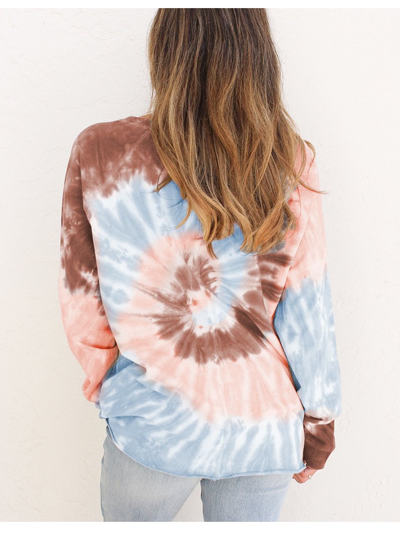 Tie Dye Tops Manches Longues Femmes