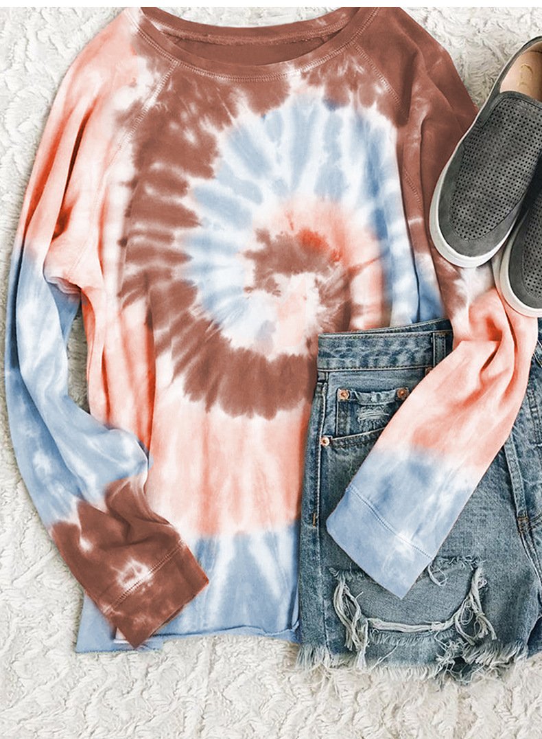 Tie Dye Tops Manches Longues Femmes