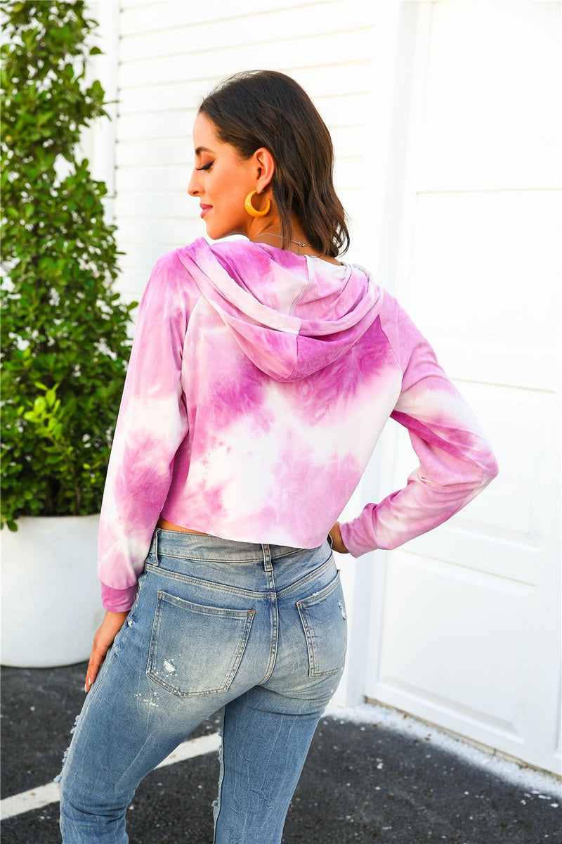 Tops Manches Longues Tie Dye Capuche