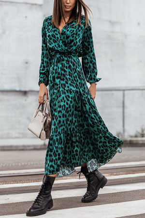 Most Wanted Leopard Print Long Sleeve Maxi Dress