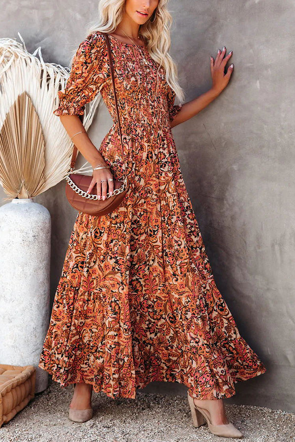 Novakiki Autumn Grace Smocked Paisley Maxi Dress