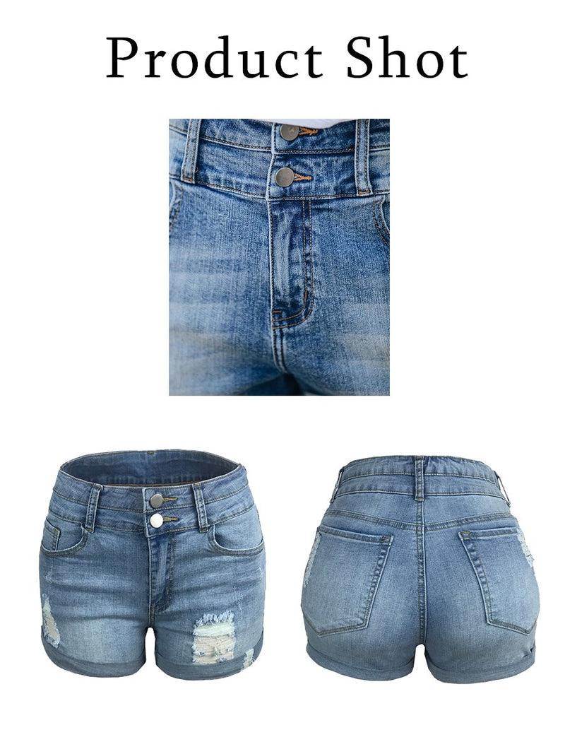 Short en Jean Denim Extensible Décontracté