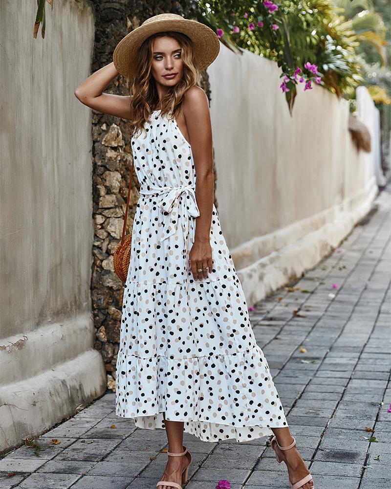 Robe Longue Sans Manches à Pois