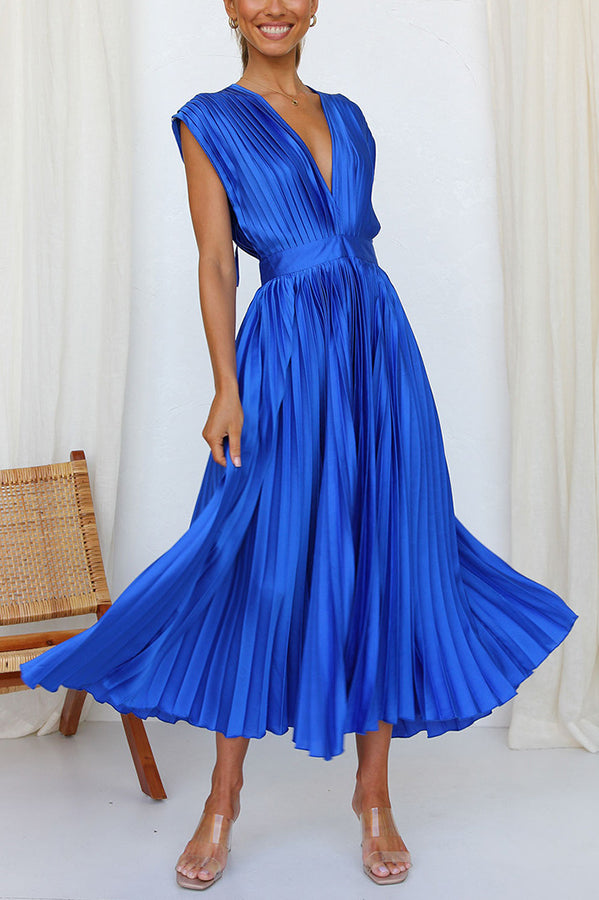 Hello Gorgeous Satin Pleated Midi Dress