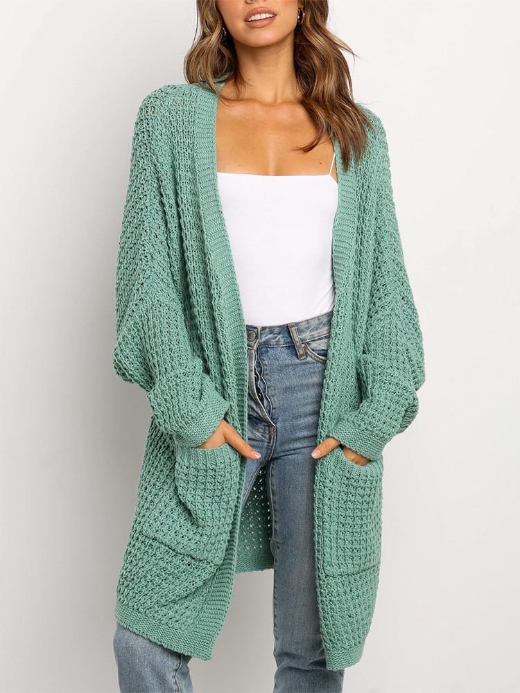 Cardigan Ample Couleur Poche Unie