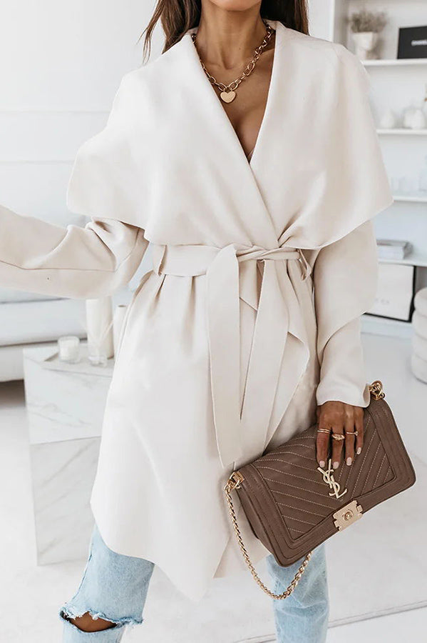 On Another Level Belted Wrap Midi Coat