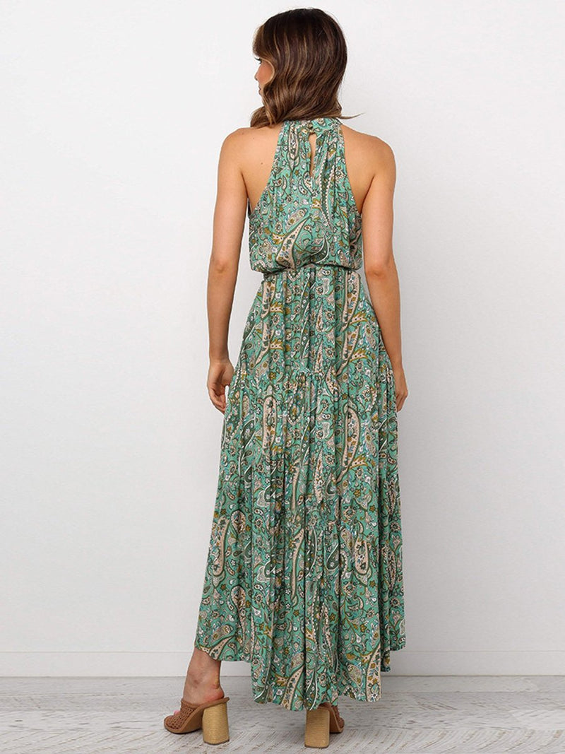 Robe Maxi Floral Sans Manches Halter