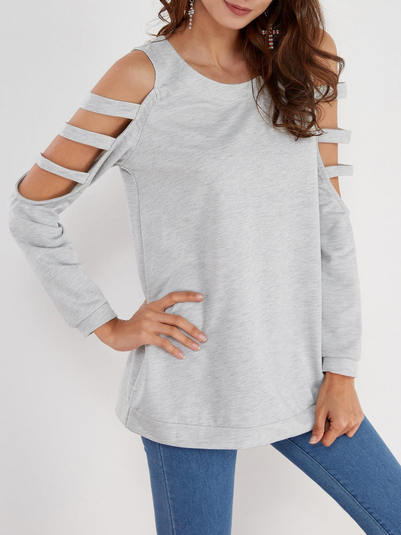 Cold Shoulder Slouchy Strappy Cut-outs T-shirt - CA Mode