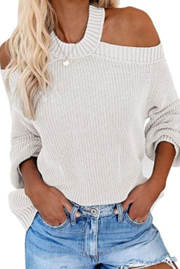 Taste of Winter Cold Shoulder Knit Sweater