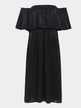 Robe Maxi Noir à Epaules Dénudées