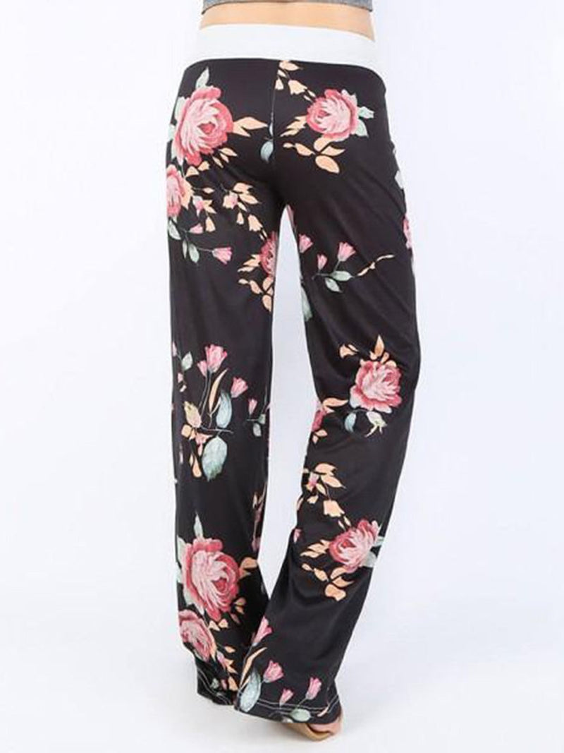 Pantalon de Sport Floral Pour Femmes Lâche avec Cordon de Serrage