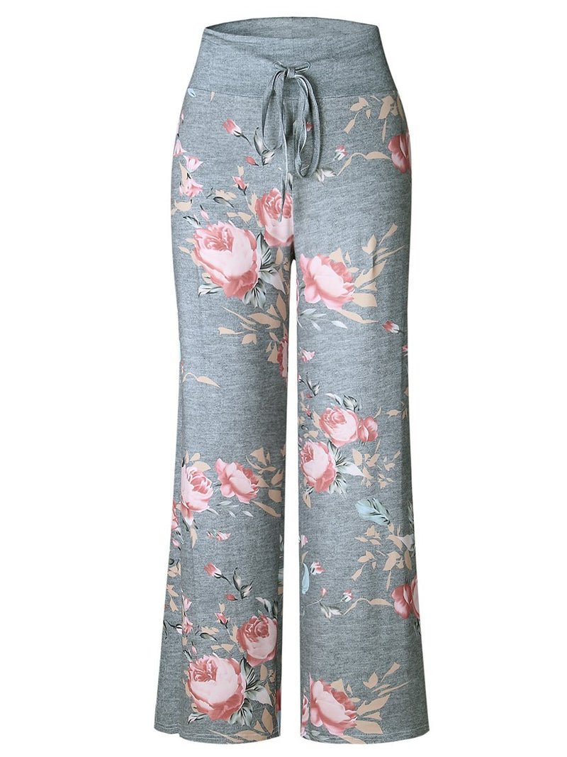 Pantalon de Sport Floral Pour Femmes Lâche avec Cordon de Serrage