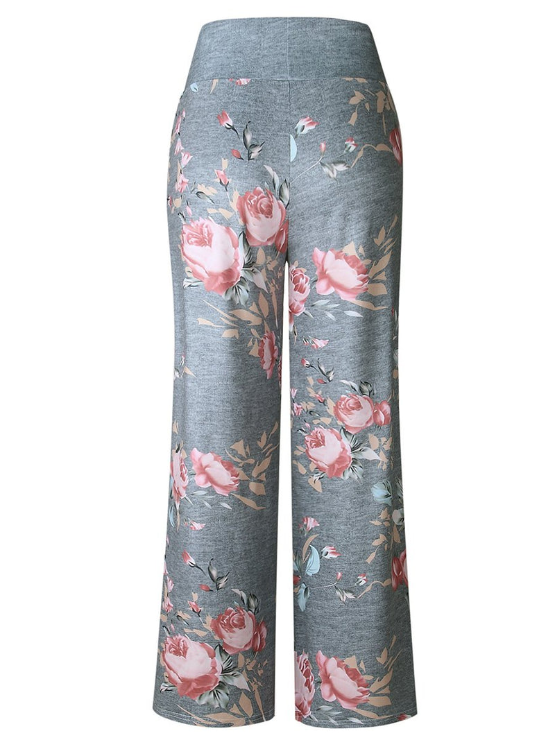 Pantalon de Sport Floral Pour Femmes Lâche avec Cordon de Serrage