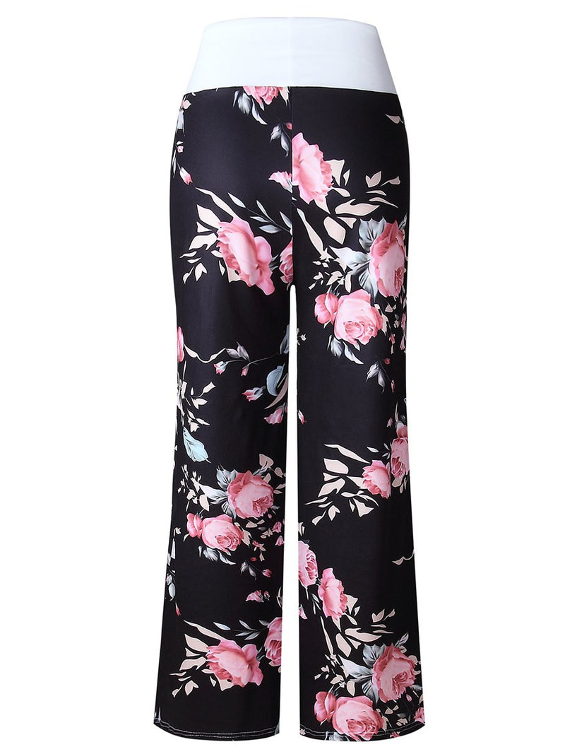 Pantalon de Sport Floral Pour Femmes Lâche avec Cordon de Serrage