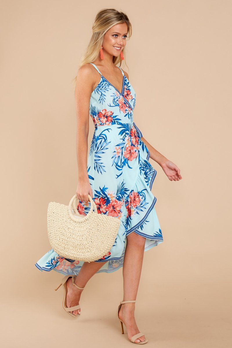 Robe à Col en V sans Manches avec Imprimé Floral Rouge