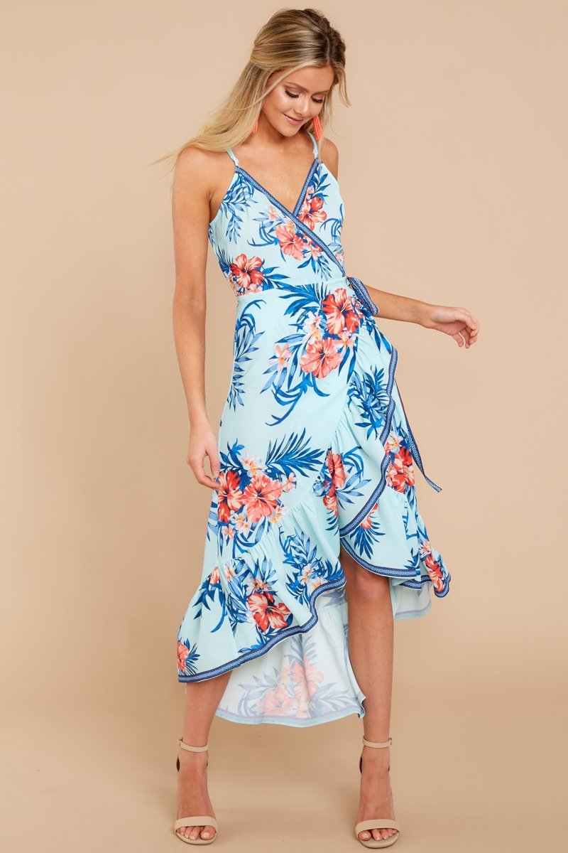 Robe à Col en V sans Manches avec Imprimé Floral Rouge