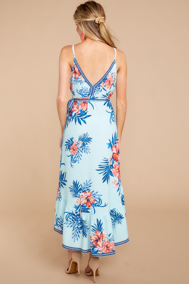 Robe à Col en V sans Manches avec Imprimé Floral Rouge