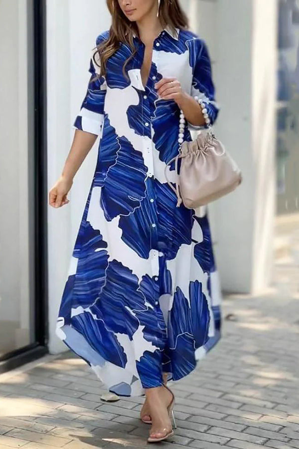 Love Somebody Printed Shirt Maxi Dress