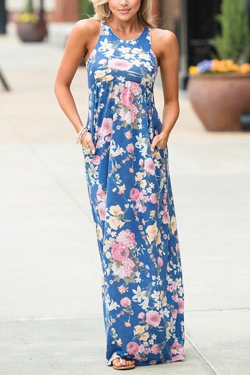 Maxi Robe à Imprimé Floral - CA Mode