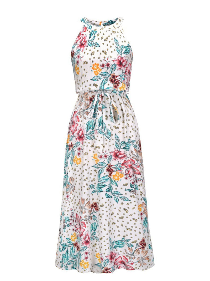 Robe Maxi Floral Sans Manches Halter