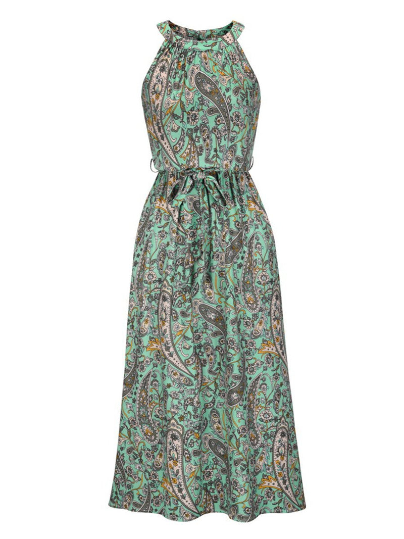 Robe Maxi Floral Sans Manches Halter