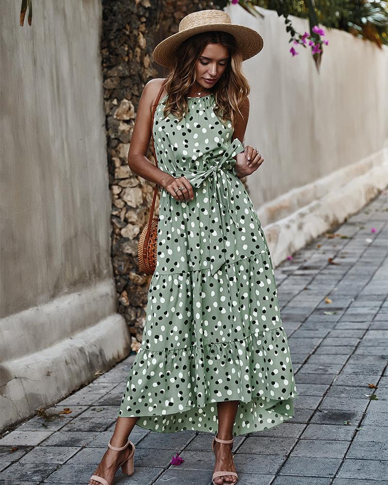 Robe Longue Sans Manches à Pois