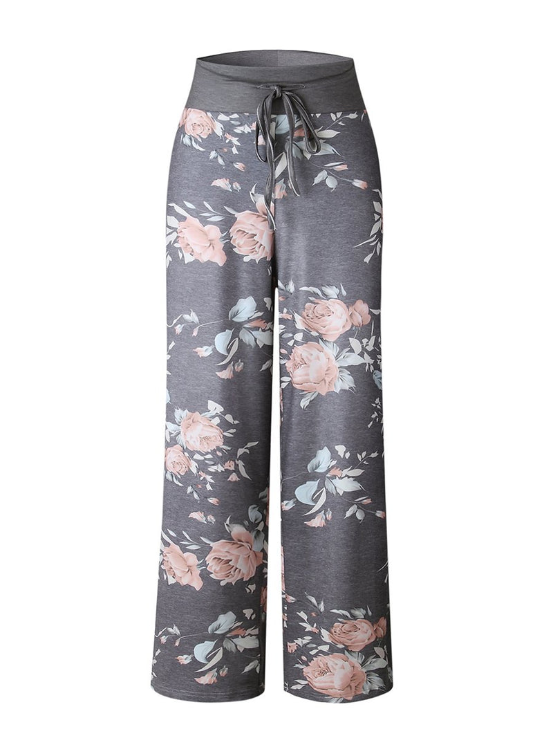 Pantalon de Sport Floral Pour Femmes Lâche avec Cordon de Serrage