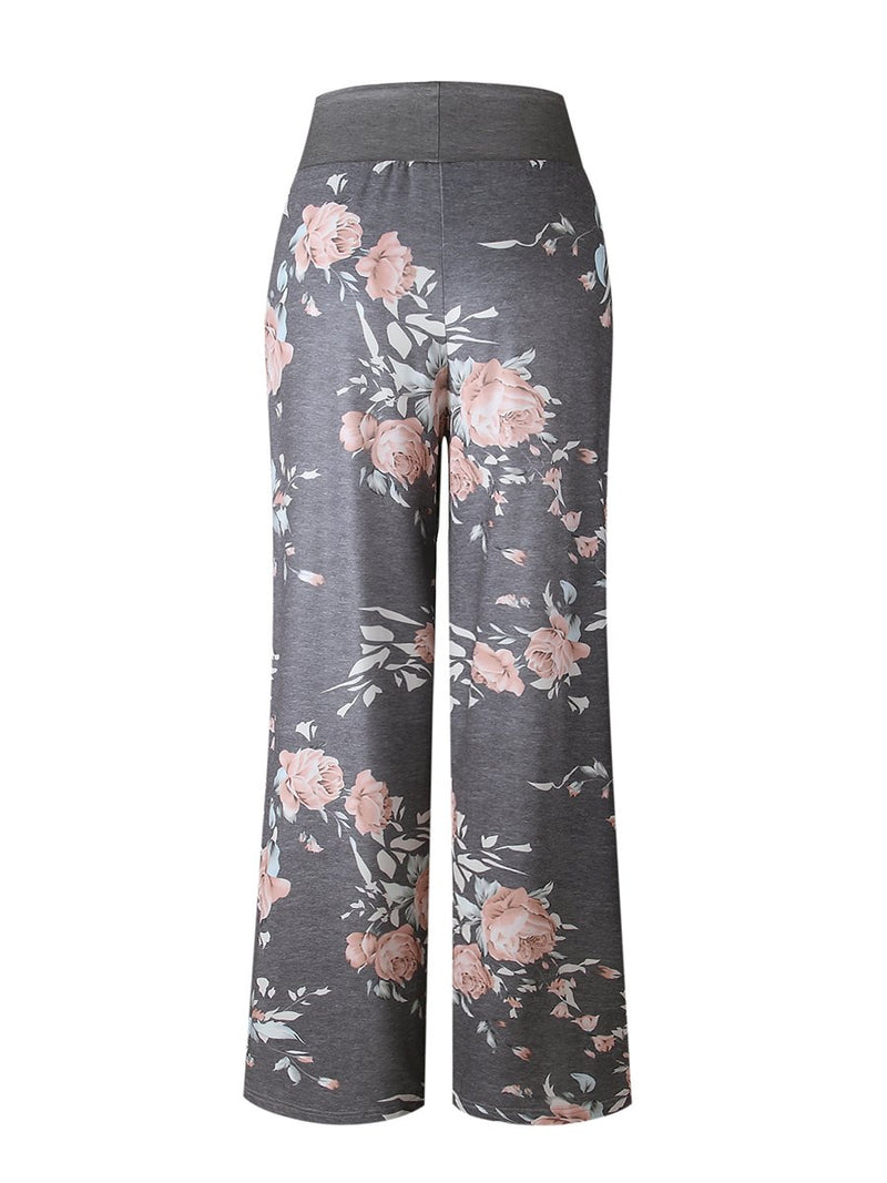 Pantalon de Sport Floral Pour Femmes Lâche avec Cordon de Serrage