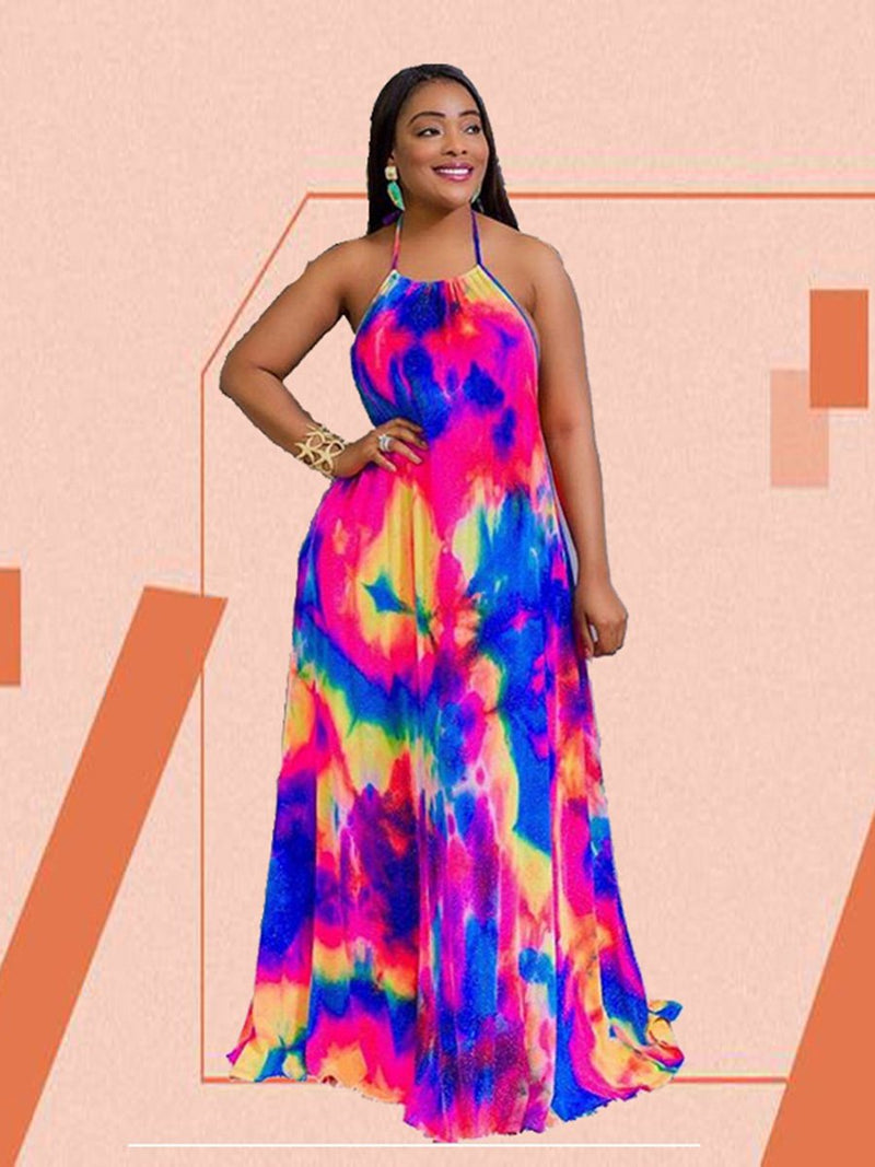 Robe Longue Bretelles Spaghetti Tie Dye