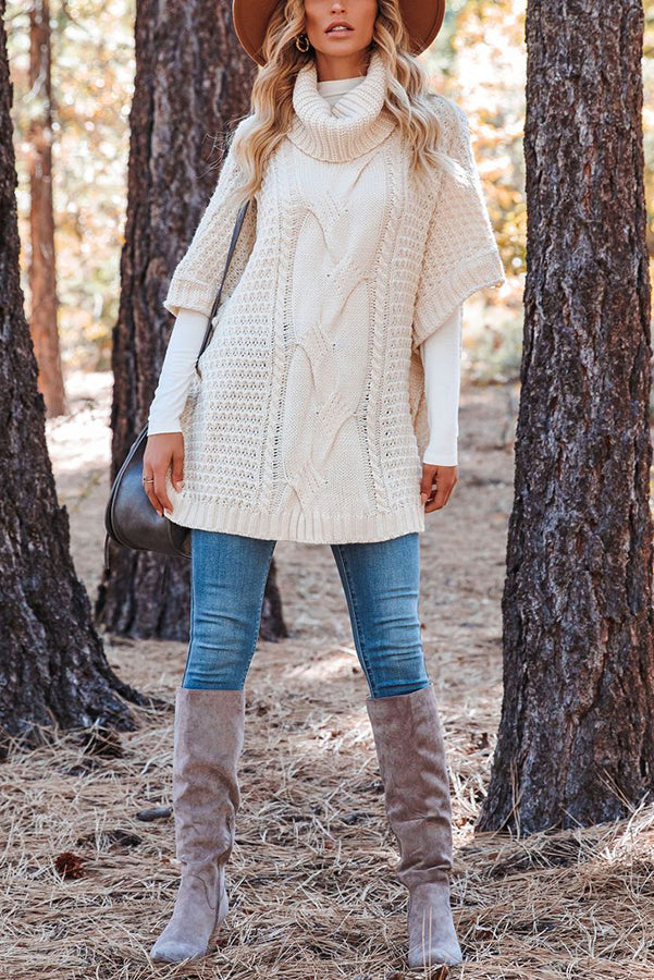 Novakiki Beside The Fire Cable Poncho Sweater