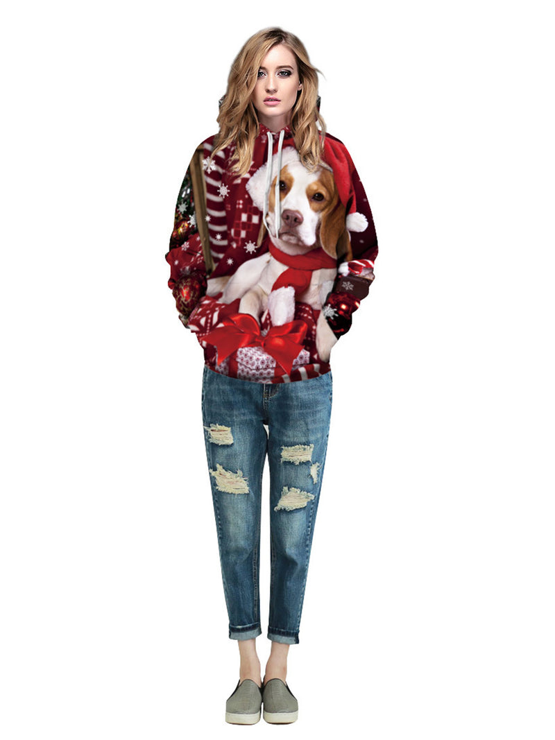 Sweat-shirt à Capuche avec Motif Du Chien Noël