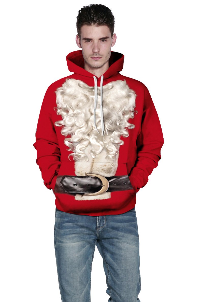 Sweat-shirt à Capuche et Imprimé du Père Noël