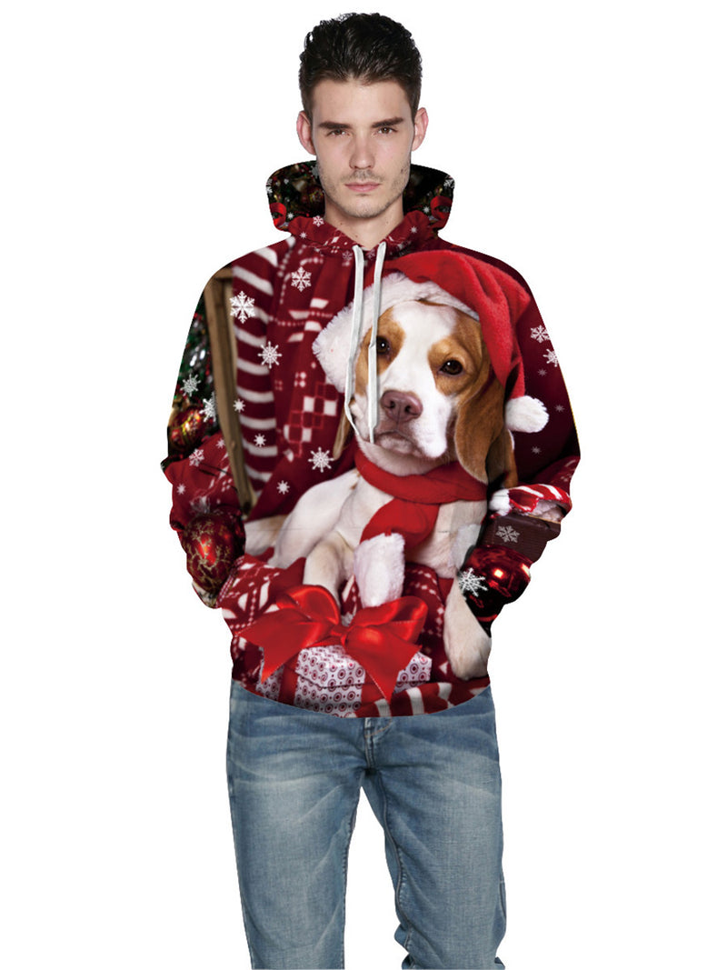 Sweat-shirt à Capuche avec Motif Du Chien Noël