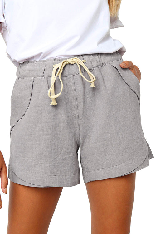 Drawstring High Waist Solid Casual Shorts