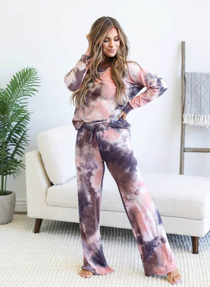 Costume Décontracté pour Femme en Deux Pièces Tie Dye