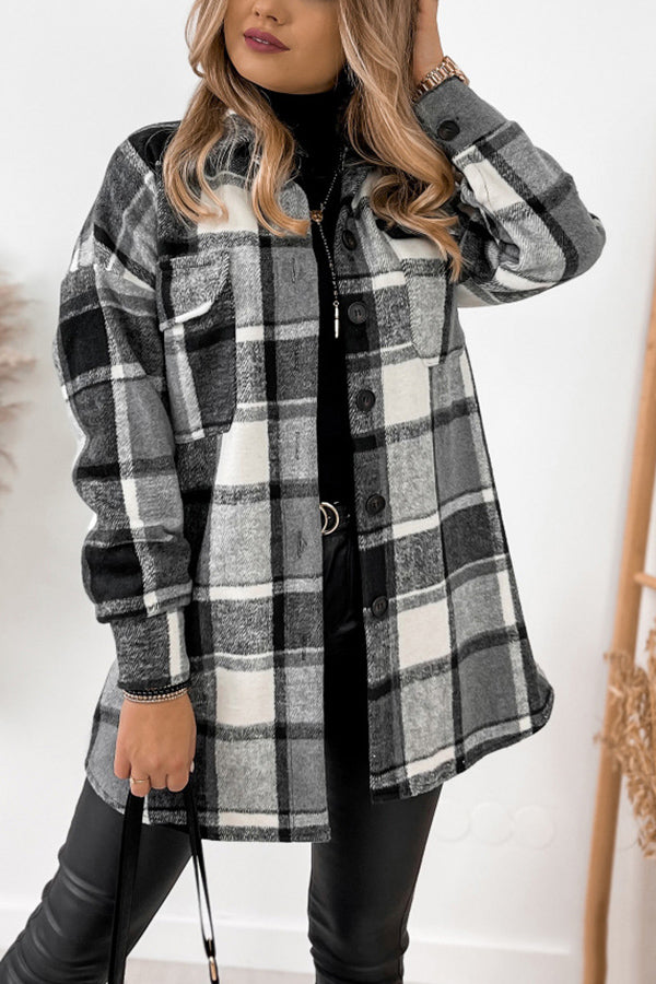 Keep You Warm Pocketed Plaid Jacket