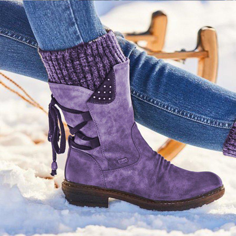 Bottes d'hiver Chaudes à Lacets pour Femmes