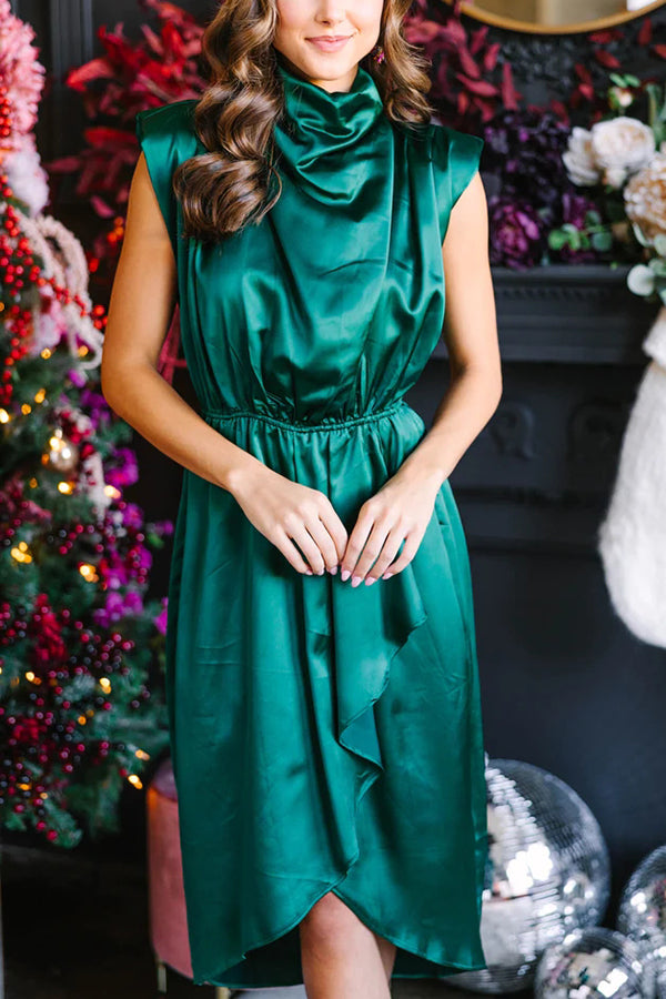 Embrace The Joy Ruffle Satin Midi Dress