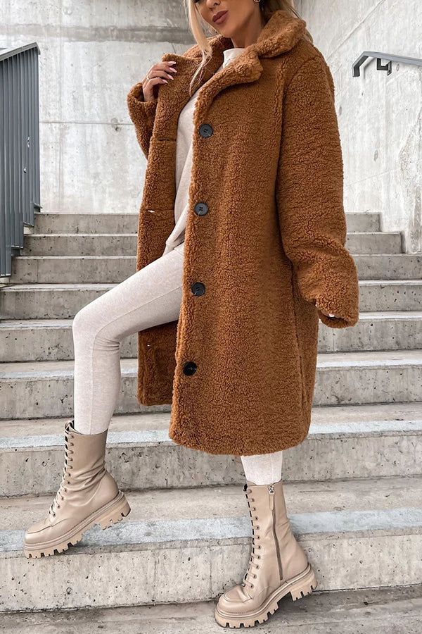 S'mores and Cozy Button Down Pocketed Teddy Coat