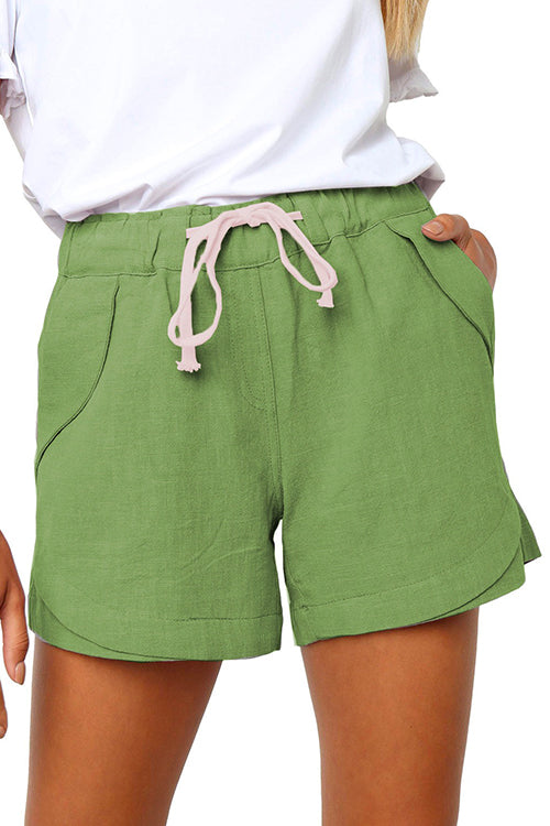 Drawstring High Waist Solid Casual Shorts