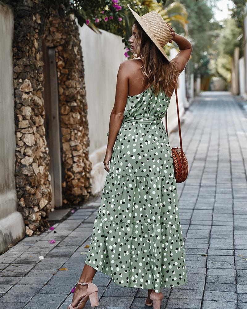 Robe Longue Sans Manches à Pois