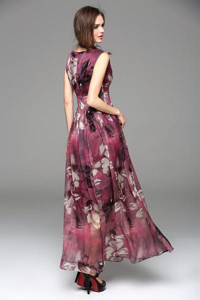 Robe Légère à Imprimé Floral Rouge