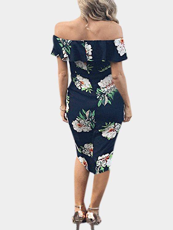 Robe Florale à L'épaules Dénudées