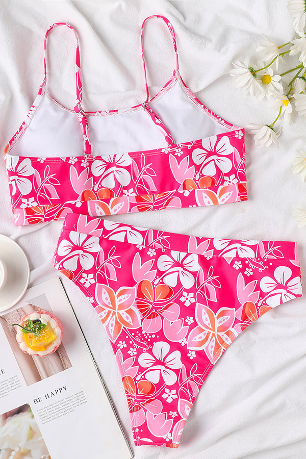 Daring Heart Floral High Waist Bikini Set