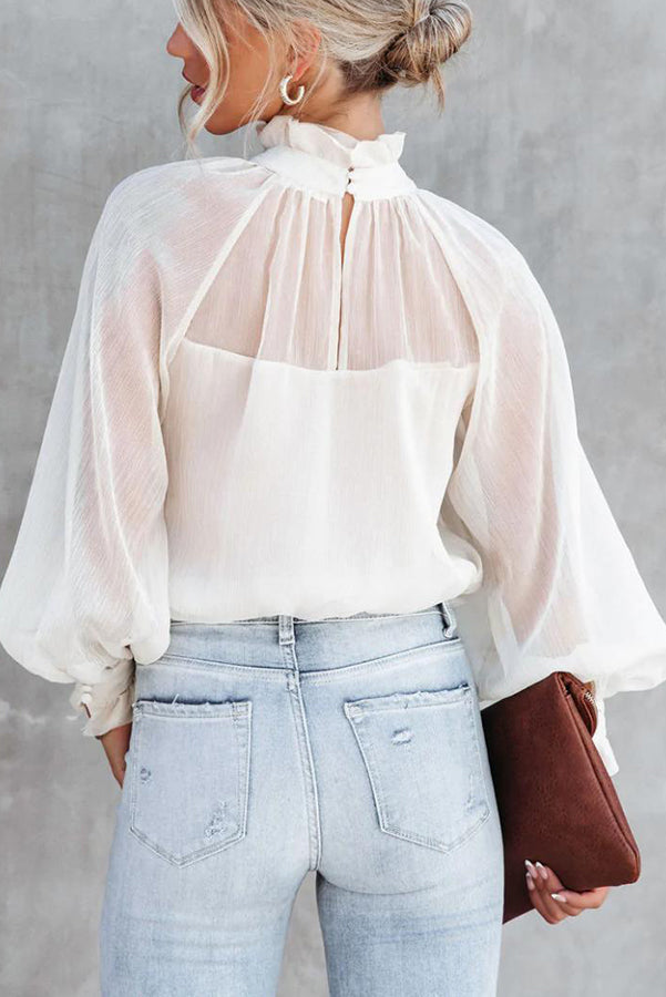 Glimpse of Glam Sheer Ruffle Blouse